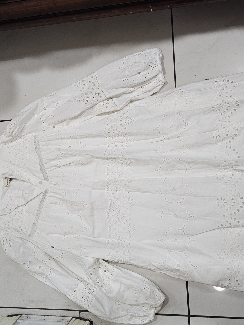 White Eyelet Cotton Midi Dress - Classic Lightweight Style